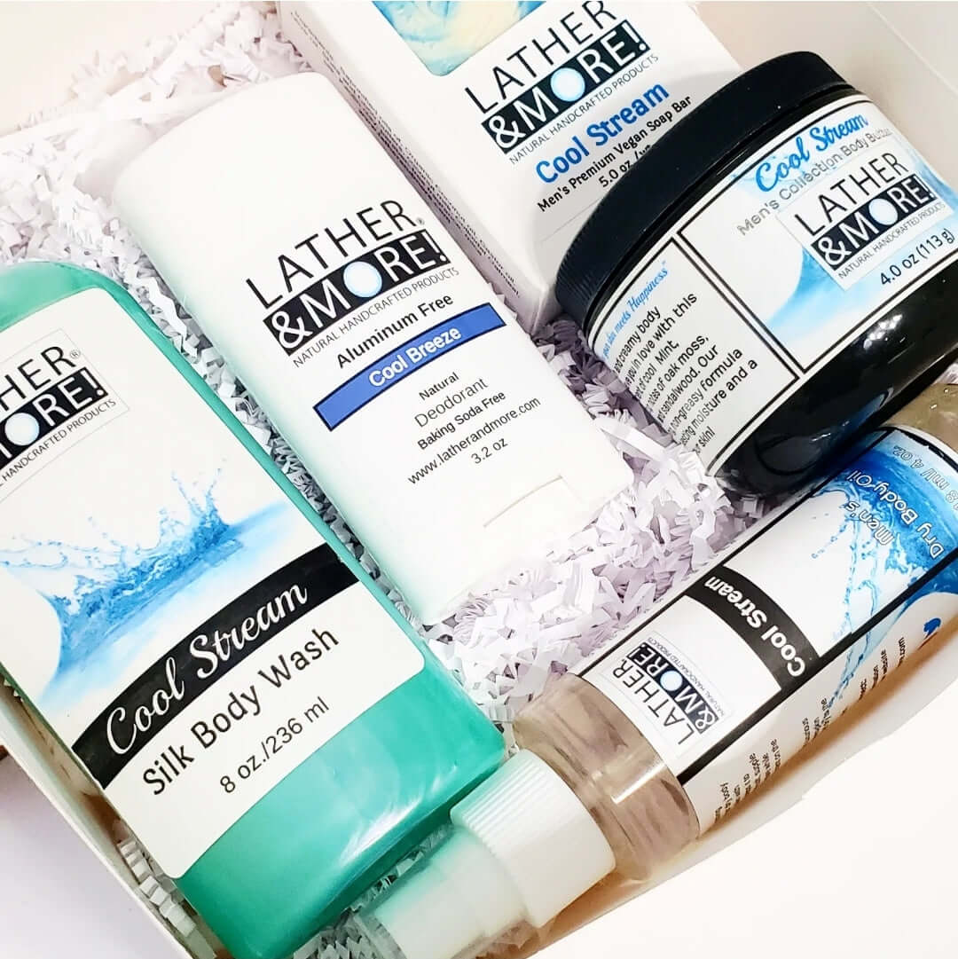 Experience the fresh scent of our Cool Stream Gift Box. Perfect for aromatherapy and revitalizing your senses.Gift box setBath & Body Gift SetsCool Stream Gift Box - Invigorating Men's ProductCool Stream Gift Box$ 64.99Lather and More!Lather and More!