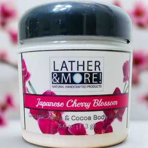 Japanese Cherry Blossom body butter 4oz jar with black lid