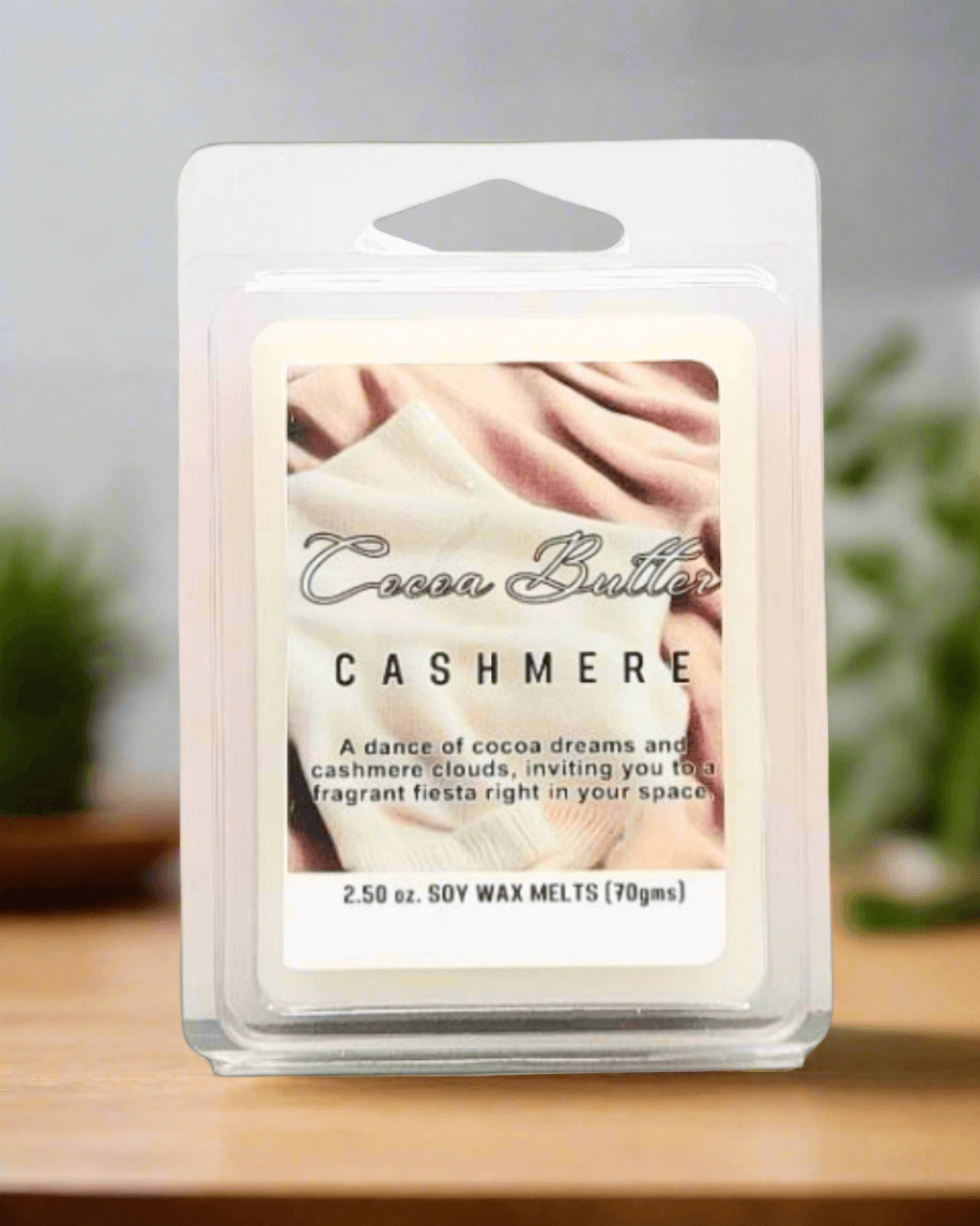 Image of wax candle melt in clear clam shell packaging. 2.50 oz soy wax melts