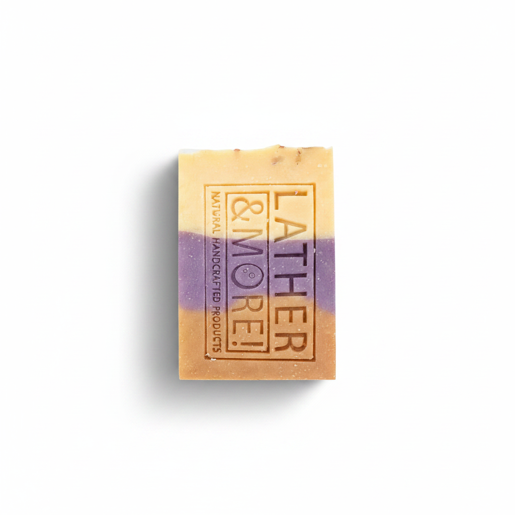 Brown Sugar and Fig Soap - cream top, purple middle, brown bottom