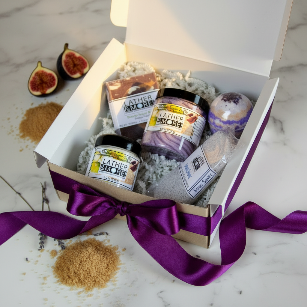 Brown Sugar & Fig Gift Box - Purple Ribbon Lifestyle