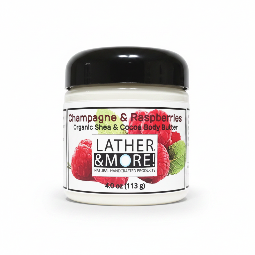 Champagne & Raspberries Body Butter 4oz - White Background