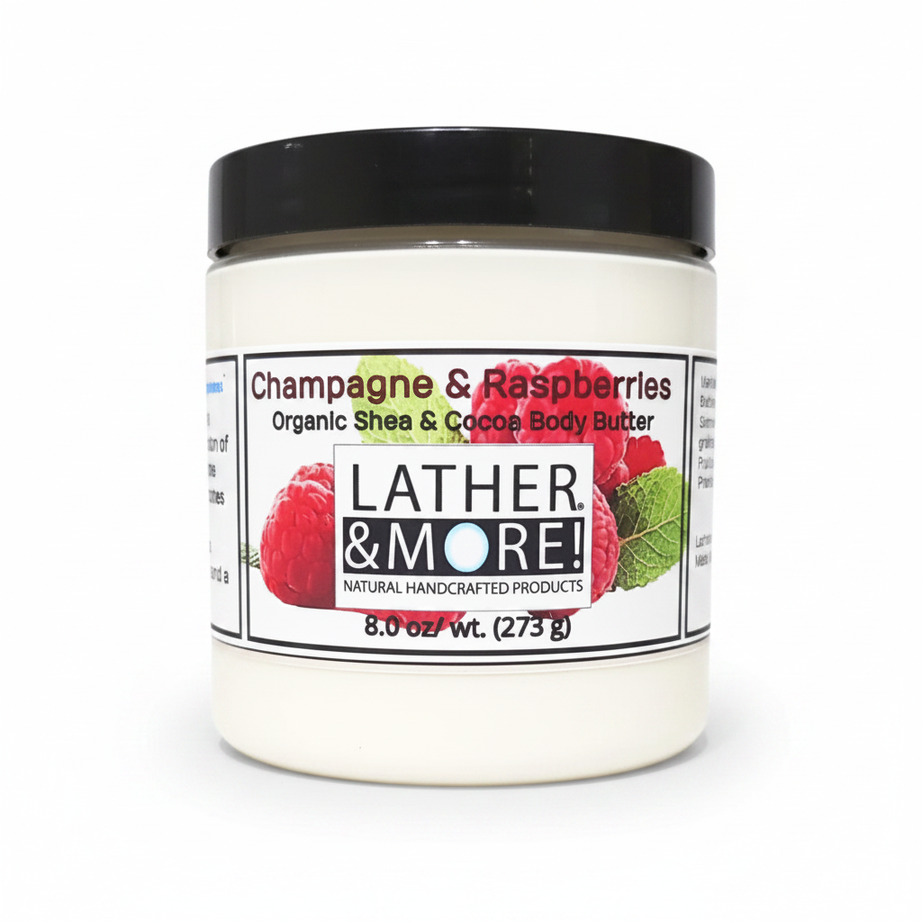 Champagne & Raspberries Body Butter 8oz - White Background