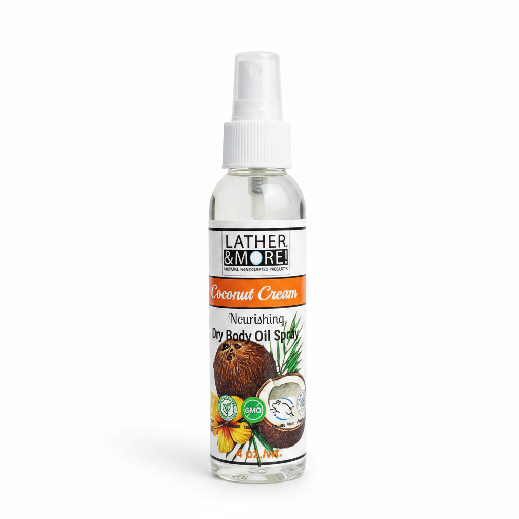 Coconut Cream Dry Body Oil Spray - Professional White Background