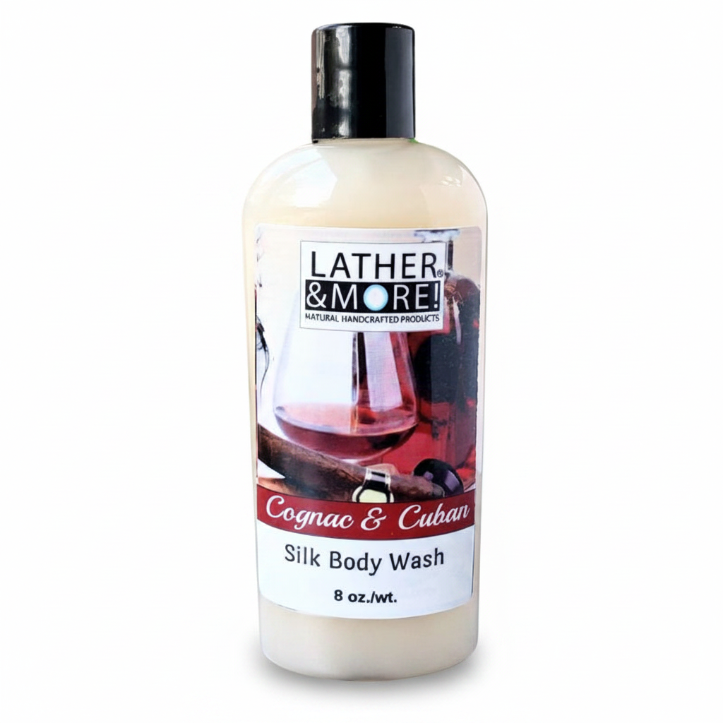 Cognac & Cuban Silk Body Wash - on a White Background
