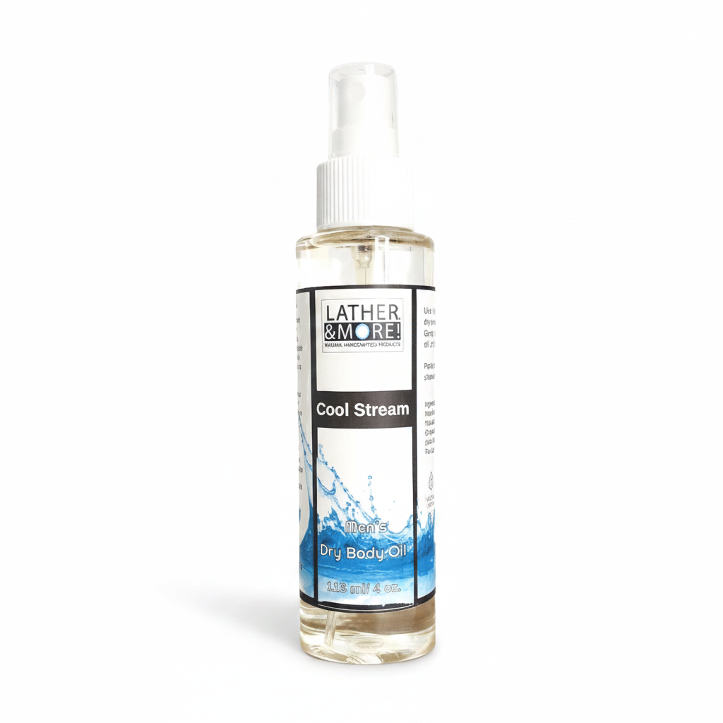Cool Stream Men's Dry Body Oil - Professional White Background