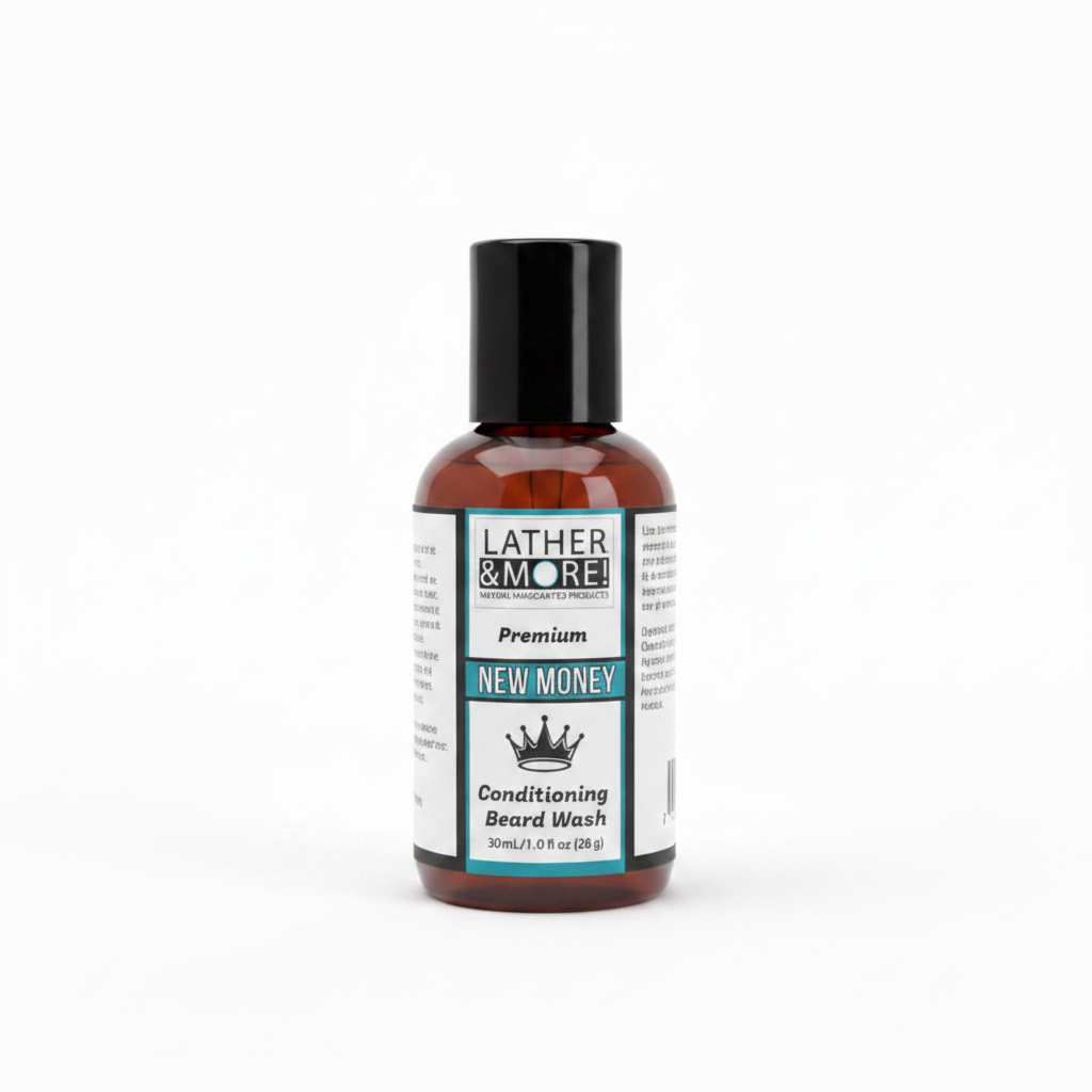 Lather and More Premium King Conditioning Beard Wash on white background