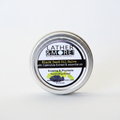 Lather and More Black Seed Oil Salve silver tin on pure white background