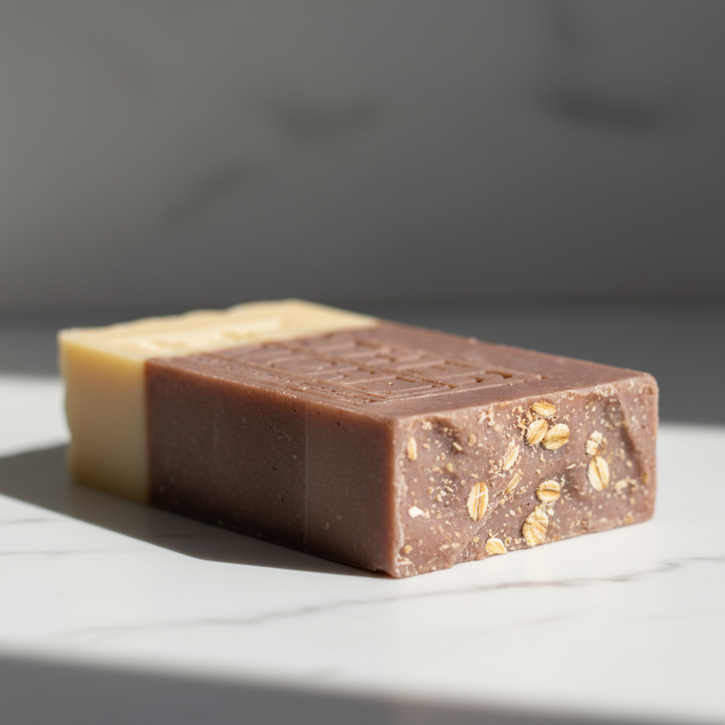 Lather and More soap bar oatmeal texture product shot