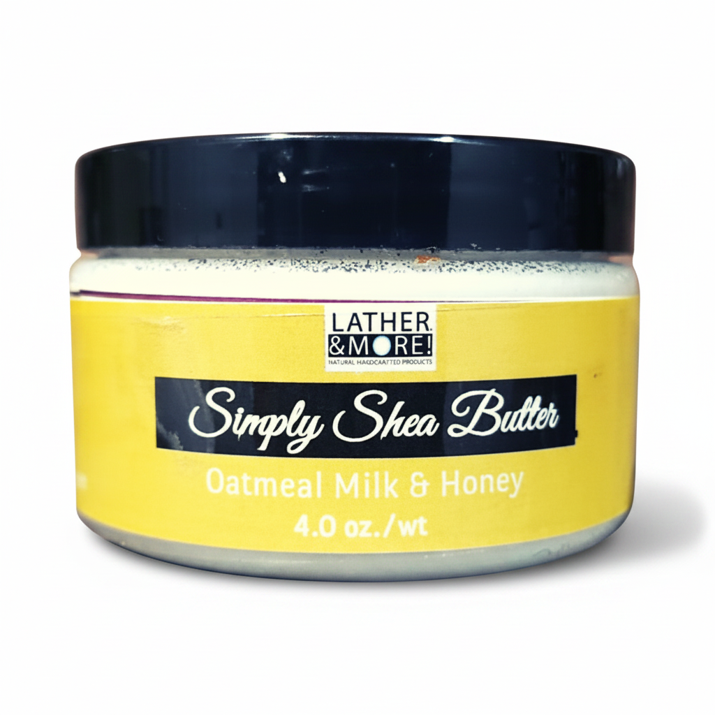 Lather & More Simply Shea Butter Oatmeal Milk & Honey 4oz - Clear Text