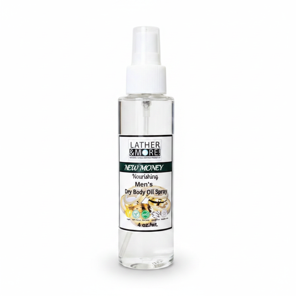 New Money Men's Dry Body Oil Spray - Professional White Background