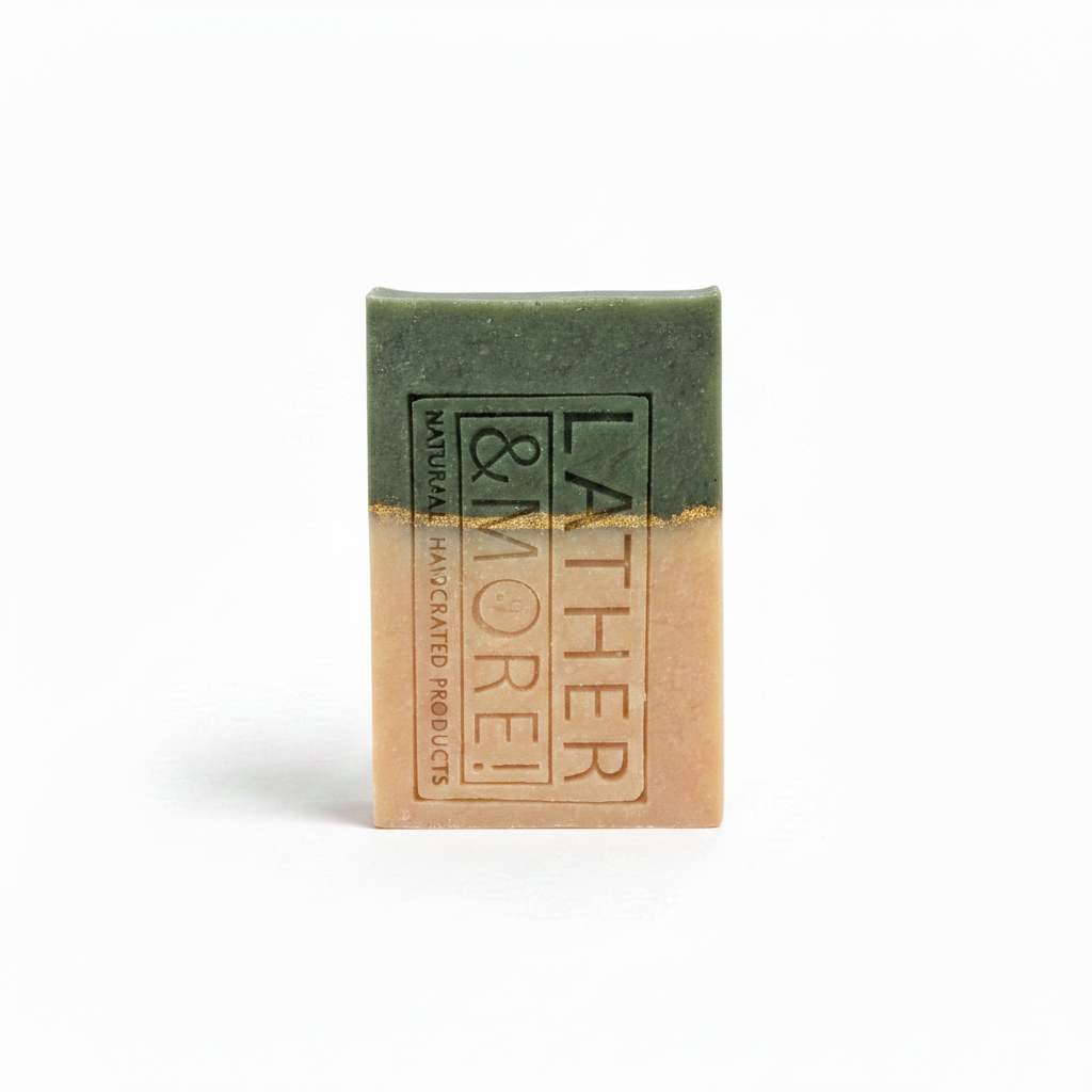 New Money Men's Soap - green top, cream bottom, gold mica line