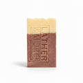 Rotated soap — beige on top, burgundy on bottom