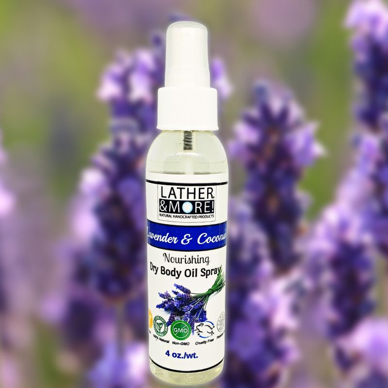 Lavender & Coconut Dry Body Oil Spray - Professional White Background